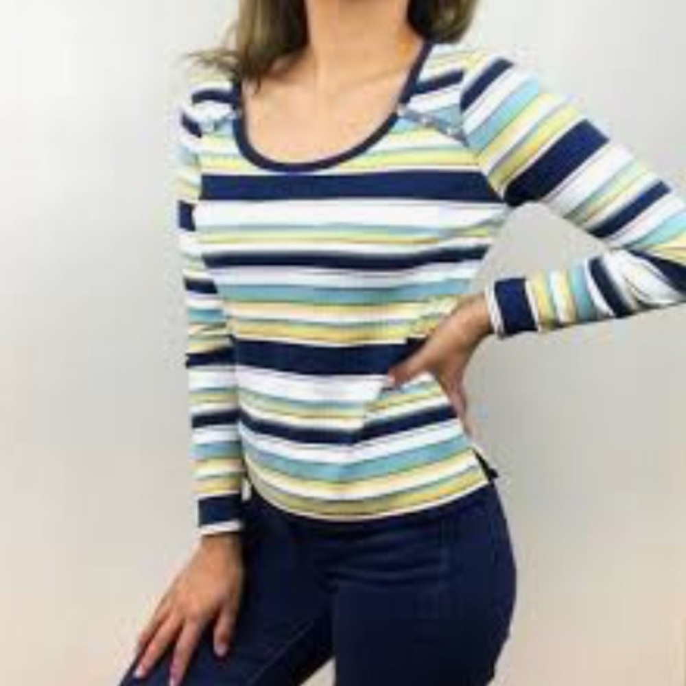 Anthropologie Postmark Joliette Ribbed Striped Top